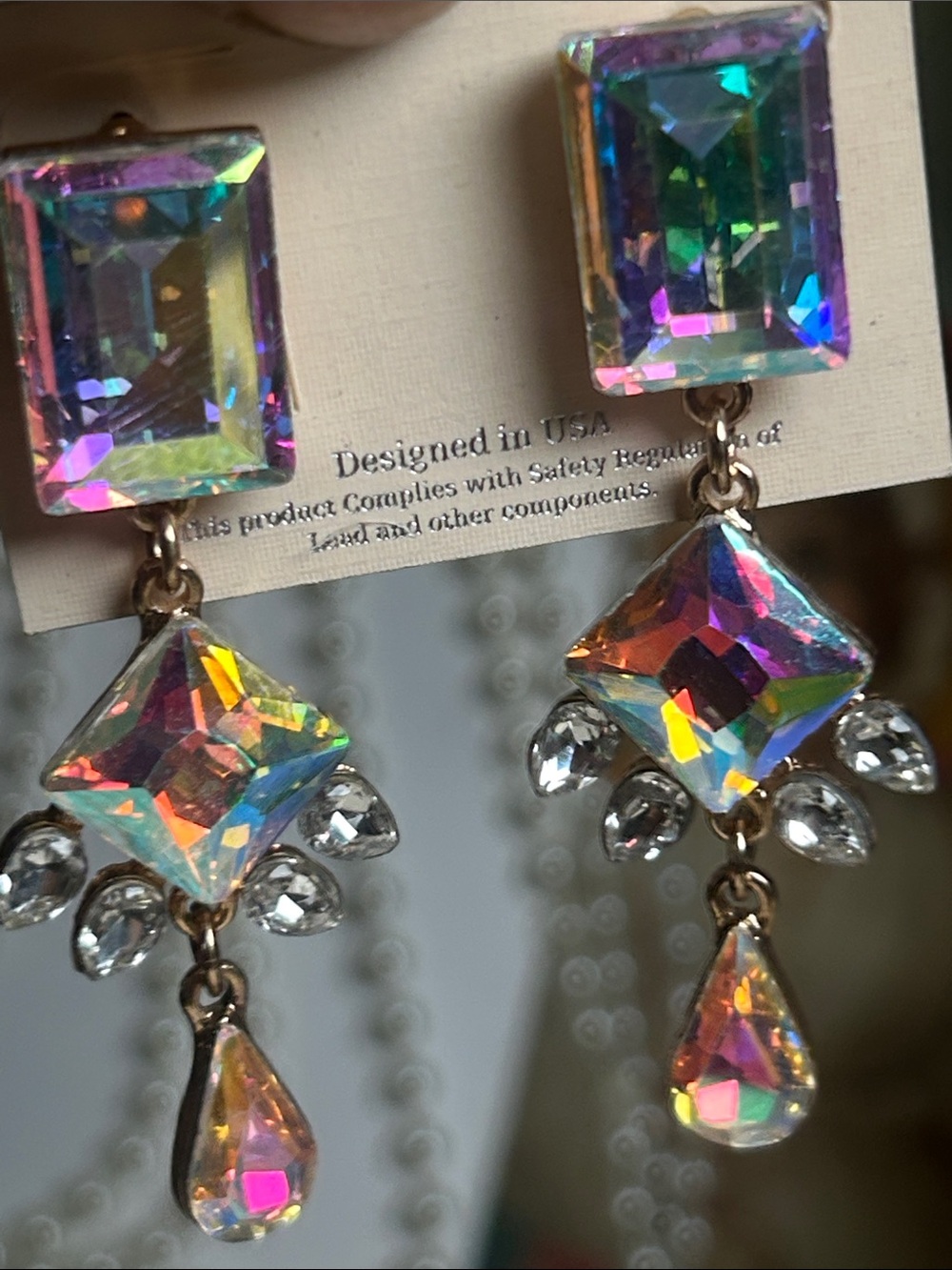 Crystal Drop Statement Earrings - Multicolor